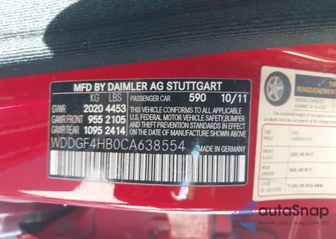 2012 Mercedes-Benz C 250 Sport из США, поврежденный, VIN WDDGF4HB0CA638554